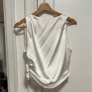 Zara Ivory Satin Sleeveless Blouse